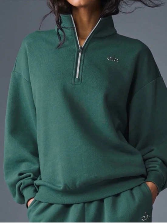 ALO Yoga Tops - Alo Yoga Women’s Winter Ivy Green Accolade 1/4 Zip Pullover Crewneck Small